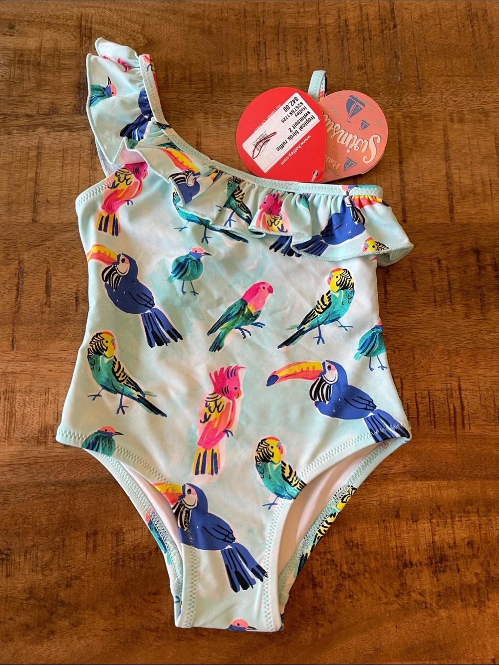 Hatley Swim Tropical Birds Swimsuit Ruffle New 2